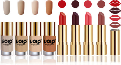 Volo Perfect Combo of Ultra Shine Nail Polish and Velvet Matte Lipsticks(Set of 8)