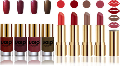 Volo Perfect Combo of Ultra Shine Nail Polish and Velvet Matte Lipsticks(Set of 8)
Volo Perfect Combo of Ultra Shine Nail Polish and Velvet Matte Lipsticks(Set of 8)