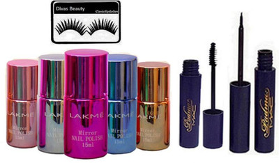 divas beauty Eyelashes & Lakme Mirror Nail Polish Set Of 5 With Mac Padma Eyeliner & Mascara(Set of 8)
divas beauty Eyelashes & Lakme Mirror Nail Polish Set Of 5 With Mac Padma Eyeliner & Mascara(Set of 8)