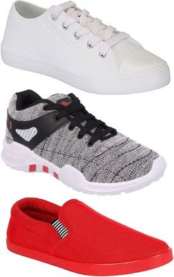 Chevit Combo Pack of 3 Casual & Sports Shoes (Loafers & Sneakers Shoes) Running Shoes For Men (White, Grey, Red) Sneakers For Men(Multicolor
Chevit Combo Pack of 3 Casual & Sports Shoes (Loafers & Sneakers Shoes) Running Shoes For Men (White, Grey, Red) Sneakers For Men(Multicolor