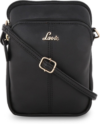 Lavie Women Evening/Party Black Leatherette Sling Bag