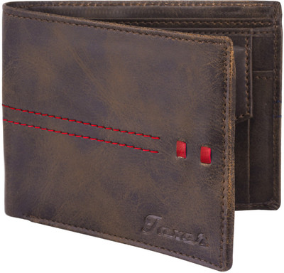 jaxer Men Brown Artificial Leather Wallet(3 Card Slots), Red