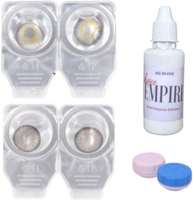 Choice Empire 2 Pair Zero Power Monthly Contact Lens With Solution - Gark Grey-Grey Color Lens Monthly Contact Lens(0 dioptres, Dark Grey, Grey, Pack of 4)
Choice Empire 2 Pair Zero Power Monthly Contact Lens With Solution - Gark Grey-Grey Color Lens Monthly Contact Lens(0 dioptres, Dark Grey, Grey, Pack of 4)