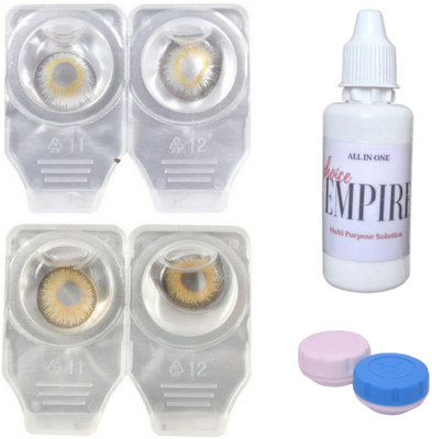 Choice Empire 2 Pair Zero Power Monthly Contact Lens With Solution - Gark Grey-Pure Hazzle Monthly Contact Lens(0 dioptres, Dark Grey, Hazzle, Pack of 4) 
Choice Empire 2 Pair Zero Power Monthly Contact Lens With Solution - Gark Grey-Pure Hazzle Monthly Contact Lens(0 dioptres, Dark Grey, Hazzle, Pack of 4)