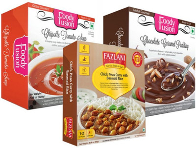 Fazlani Foods Ready to Eat Chipotle Tomato Soup + Chick Peas Curry with Basmati Rice + Chocolate Caramel Pudding 700 g
Fazlani Foods Ready to Eat Chipotle Tomato Soup + Chick Peas Curry with Basmati Rice + Chocolate Caramel Pudding 700 g