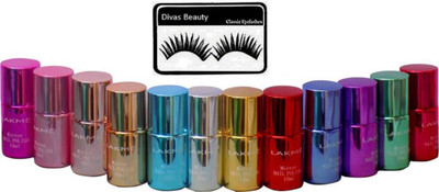 divas beauty Eyelashes And Lakme Mirror Nail Polish 15ml 1Set of 12 Multi Colour(Set of 13) 
divas beauty Eyelashes And Lakme Mirror Nail Polish 15ml 1Set of 12 Multi Colour(Set of 13)