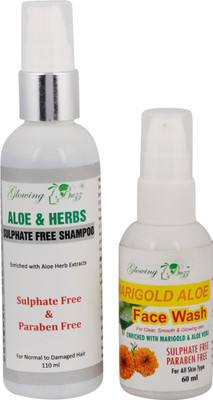 Glowing Buzz Combo of Aloe & Herbs Sulphate Free Shampoo and Marigold & Aloe Sulphate Free Face Wash(Set of 1)
Glowing Buzz Combo of Aloe & Herbs Sulphate Free Shampoo and Marigold & Aloe Sulphate Free Face Wash(Set of 1)