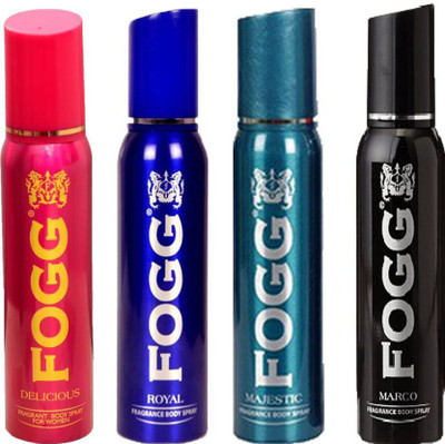 Fogg Delicious 120 ML + Royal 120 ML + Majestic 120 ML + Marco 120 ML ( 120 ml, Pack of 4 ) Body Spray - For Men & Women(120 ml, Pack of 4)
Fogg Delicious 120 ML + Royal 120 ML + Majestic 120 ML + Marco 120 ML ( 120 ml, Pack of 4 ) Body Spray - For Men & Women(120 ml, Pack of 4)