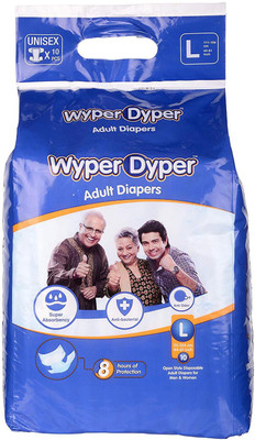 Wyper Dyper Open Style Adult Diapers with 8 Hrs of Protection, For Men and Women, Large, Pack Qty-10 Counts Adult Diapers - L(10 Pieces)
Wyper Dyper Open Style Adult Diapers with 8 Hrs of Protection, For Men and Women, Large, Pack Qty-10 Counts Adult Diapers - L(10 Pieces)