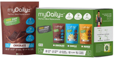myDaily Perfect Meal for Weight Management, Fitness & Overall Health (Chocolate Flavour) � Pack of 20. Free Customized Diet Plan Protein Blends(2300 g, Chocolate)
myDaily Perfect Meal for Weight Management, Fitness & Overall Health (Chocolate Flavour) � Pack of 20. Free Customized Diet Plan Protein Blends(2300 g, Chocolate)