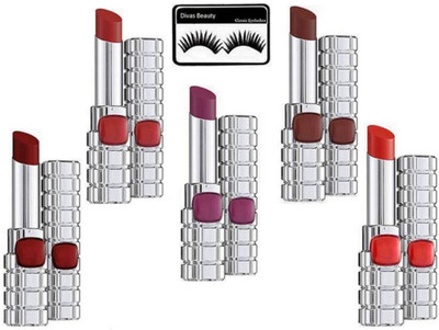 divas beauty eyelashes & l'oresl paris matte finish multi color lipstick ( set of 5)(Set of 6)
divas beauty eyelashes & l'oresl paris matte finish multi color lipstick ( set of 5)(Set of 6)
