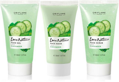Oriflame Sweden Love Nature Cucumber Set (Face Gel, Face Mask, Face Scrub)(Set of 3)