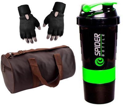 Snipper Combo of Leatherite Brown Gym Bag With Side Pockets , Black Gloves and Green Spider Shaker Gym & Fitness Kit
Snipper Combo of Leatherite Brown Gym Bag With Side Pockets , Black Gloves and Green Spider Shaker Gym & Fitness Kit