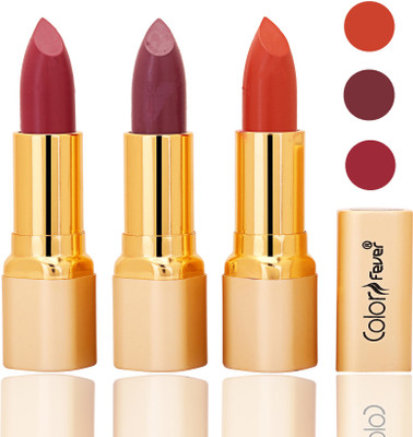 Color Fever lipstick with Vitamin E, Enriched soft and smooth matte(mauve, plum, brick orange, 12 g)
Color Fever lipstick with Vitamin E, Enriched soft and smooth matte(mauve, plum, brick orange, 12 g)