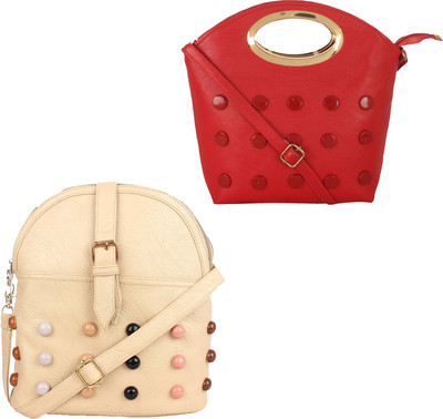 Element Cart Shoulder Bag(Red, Beige), Beige;red