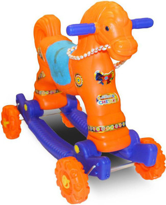 QUBIFT LATEST TRENDY ROCKING CUM RIDE ON HORSE TOY(Orange)