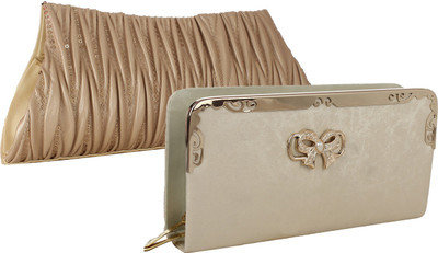 Fillincart Casual, Formal, Party Beige, Gold Clutch