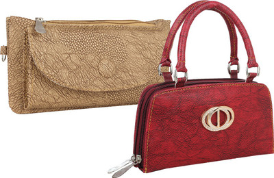 Element Cart Casual, Formal, Party Beige, Red Clutch
