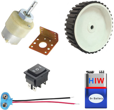 Kit4Curious Geared Motor with Wheel, Clamp, Direction control switch, battery and instruction manual Educational Electronic Hobby Kit
Kit4Curious Geared Motor with Wheel, Clamp, Direction control switch, battery and instruction manual Educational Electronic Hobby Kit