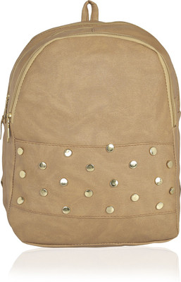 Kleio Designer Studded Backpack for Women / Girls 12 L Backpack(Tan), Beige