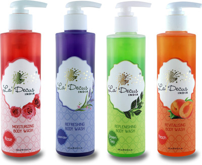 La'Decus Body Wash Combo (Pack of 4 x 250ml)- Lavender, Green Tea, Peach, Rose- PARABEN FREE Luxury Body Wash for men and women(1000 ml, Pack of 4)
La'Decus Body Wash Combo (Pack of 4 x 250ml)- Lavender, Green Tea, Peach, Rose- PARABEN FREE Luxury Body Wash for men and women(1000 ml, Pack of 4)