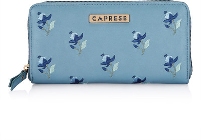 Caprese Women Casual Blue Artificial Leather Wallet(8 Card Slots), Dull blue