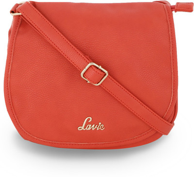 Lavie Women Evening/Party Orange Leatherette Sling Bag