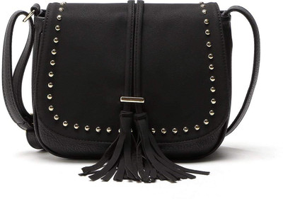 Eligance Girl and Women Stylish Fringe Design Sling Bag… Sling Bag(Black, 2 inch)