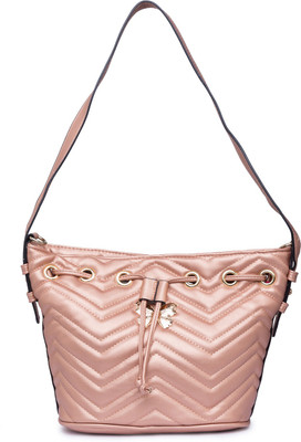 Globus Butterfly Motif Quilted Bucket Bag Multipurpose Bag(Pink, 12 inch)