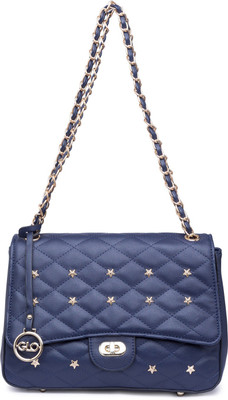 Globus Star Motif Quilted Handbag Multipurpose Bag(Blue, 11 inch)