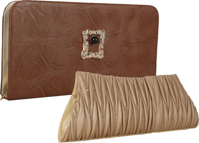 Element Cart Casual, Formal, Party Brown, Beige Clutch, Beige;brown
