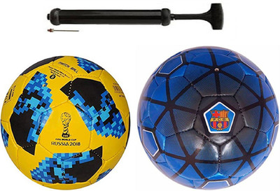 Alen Luxury Startel Yellow + CFB Blue Football Combo With Durable Air Pump Football Kit