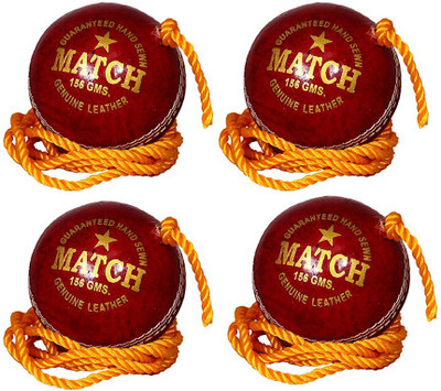 Diablo Sports Leather Match Practice Hanging Cricket Ball Red Pack of 4 Cricket Training Ball(Pack of 4, Red)