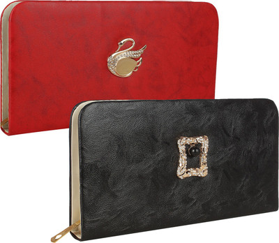 Fillincart Casual, Formal, Party Red, Black Clutch, Black;red