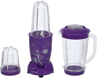 Wonderchef Present Nutri blend Purple Comes with 3 interchangeable jars (Big Mixing Jar-750ml, Long Jar-500ml & Short Jar- 300ml) • and 2 separate blades (Grinding Blade & Blending Blade) 400 W Juicer Mixer Grinder(Purple, 3 Jars)
Wonderchef Present Nutri blend Purple Comes with 3 interchangeable jars (Big Mixing Jar-750ml, Long Jar-500ml & Short Jar- 300ml) • and 2 separate blades (Grinding Blade & Blending Blade) 400 W Juicer Mixer Grinder(Purple, 3 Jars)