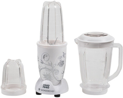 Wonderchef Present Nutri blend White Comes with 3 interchangeable jars (Big Mixing Jar-750ml, Long Jar-500ml & Short Jar- 300ml) • and 2 separate blades (Grinding Blade & Blending Blade) 400 W Juicer Mixer Grinder(White, 3 Jars)
Wonderchef Present Nutri blend White Comes with 3 interchangeable jars (Big Mixing Jar-750ml, Long Jar-500ml & Short Jar- 300ml) • and 2 separate blades (Grinding Blade & Blending Blade) 400 W Juicer Mixer Grinder(White, 3 Jars)