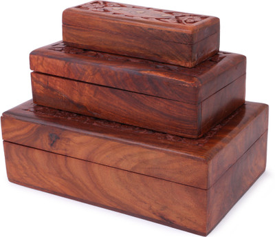 Crafts haveli Handcrafted Wooden Jewelry Box Made From Premium Quality Sheesham Wood (Indian Rosewood) Vanity Box(Brown)