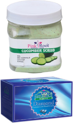 Pink Root CUCUMBER SCRUB 500ML WITH NATURENCE DIAMOND BLEACH 200G(Set of 2)