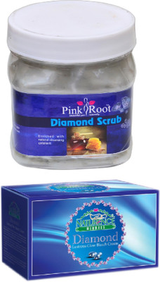 Pink Root DIAMOND SCRUB 500ML WITH NATURENCE DIAMOND BLEACH 200G(Set of 2)