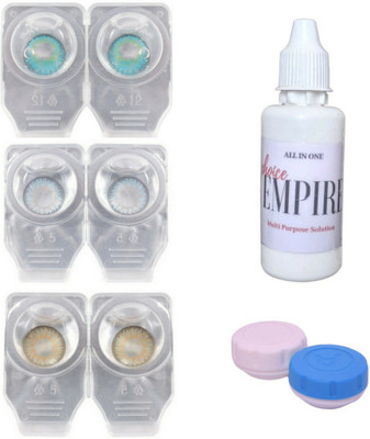 Choice Empire 3 Pair Zero Power Monthly Contact Lens With Solution & Case - Aqua - Blue - Gold Color Lens Monthly Contact Lens(0 Power, Aqua, Blue, Gold, Pack of 3)
Choice Empire 3 Pair Zero Power Monthly Contact Lens With Solution & Case - Aqua - Blue - Gold Color Lens Monthly Contact Lens(0 Power, Aqua, Blue, Gold, Pack of 3)