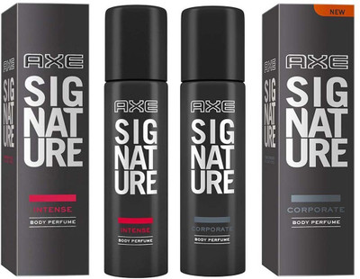 AXE SIGNATURE INTENSE BODY PERFUME 122 ML + SIGNATURE CORPORATE BODY PERFUME 122 ML Deodorant Spray - For Men & Women(122 ml, Pack of 2)
AXE SIGNATURE INTENSE BODY PERFUME 122 ML + SIGNATURE CORPORATE BODY PERFUME 122 ML Deodorant Spray - For Men & Women(122 ml, Pack of 2)