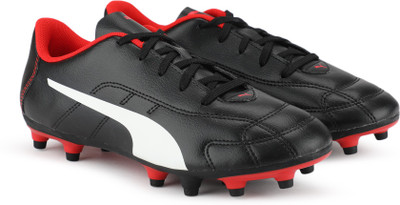 Puma Boys & Girls Lace Football Shoes(Black, Black-white-high risk red