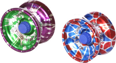 Homeshopeez Metal YoYo Combo 0f 2 - Prplingrn-Spdr Toy Yoyo