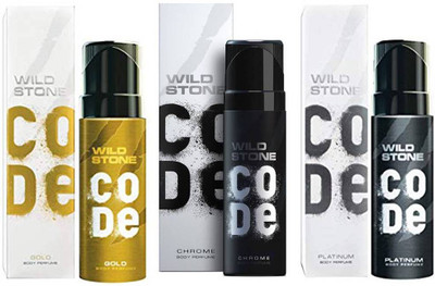 Wild Stone CODE PLATINUM DEODORANT 120 ML+ CODE GOLD DEODORANT 120 ML+ CODE CHROME DEODORANT 120 ML Deodorant Spray - For Men(120 ml, Pack of 3)
Wild Stone CODE PLATINUM DEODORANT 120 ML+ CODE GOLD DEODORANT 120 ML+ CODE CHROME DEODORANT 120 ML Deodorant Spray - For Men(120 ml, Pack of 3)