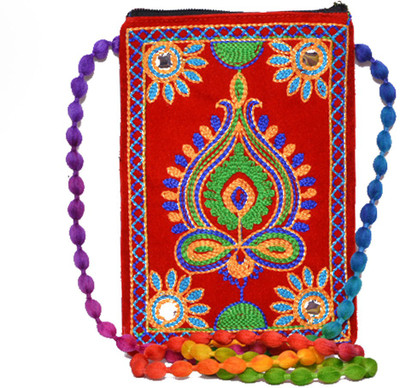 KRISHNA HANDLOOM Girls Casual Red Cotton Sling Bag