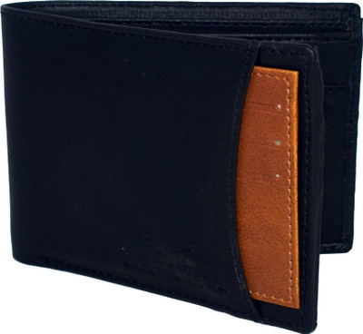 Xpra Men Casual Black, Tan Genuine Leather Wallet(8 Card Slots)