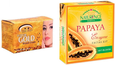Pink Root GOLD BLEACH 250G WITH NATURENCE PAPAYA KIT 15G(Set of 2)