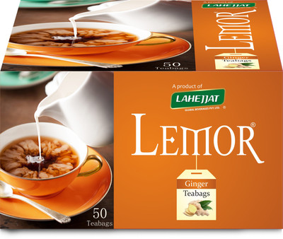 Lemor Ginger Tea bags Pack of 2 (50 Tea Bags each) Black Tea Bags Box(80 g)
