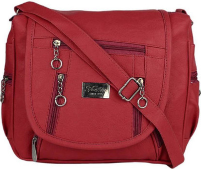 SK NOOR Women Casual Maroon PU Sling Bag