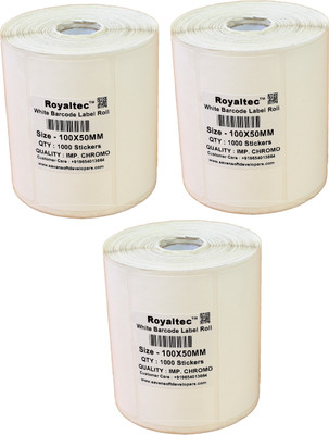Royaltec 100X50MM Barcode Label Set of 3 Self-adhesive Paper Label(White)